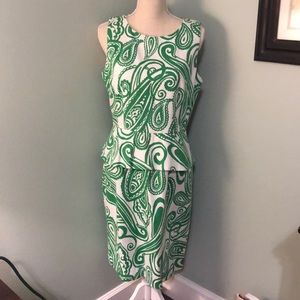 Antonio Melani Paisley Green White Peplum Dress